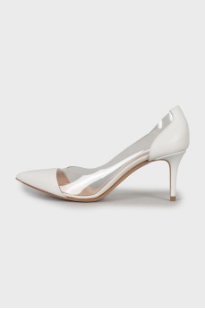 Leather shoes with transparent inserts