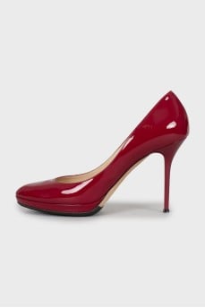 Red leather stiletto heels