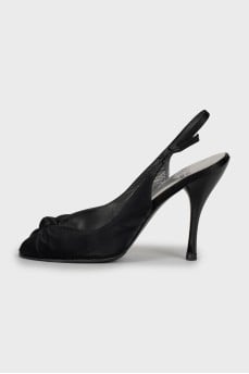 Black stiletto heeled sandals