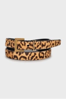 Animal print pony skin belt