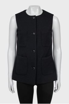 Wool vest with branded buttons