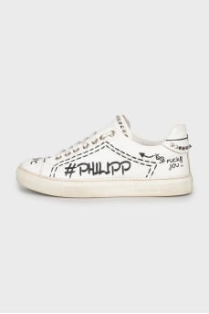 Leather sneakers with studs