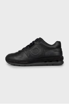 Black leather sneakers