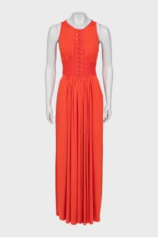 Fitted dress with imitation corset