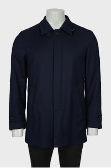 Men's blue straight cut coat