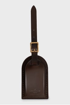 Brown leather clochette keychain