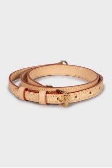 Beige leather belt for bag