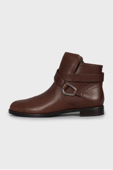 Brown leather boots