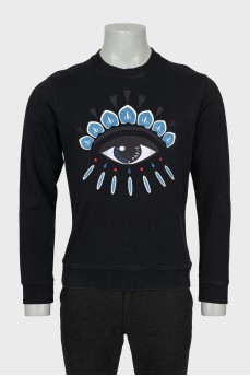 Men's black sweatshirt with embroidery