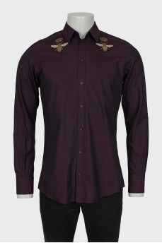 Men's purple shirt with branded embroidery