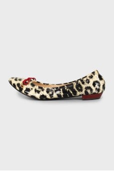 Leather ballet flats with animal print
