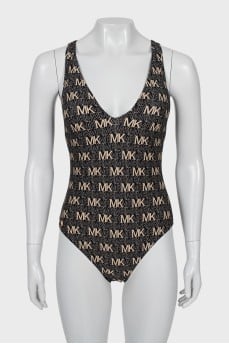 Swimsuit with branded monogram with tag