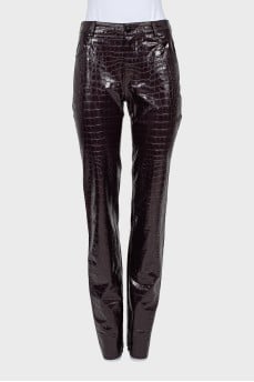Purple eco-leather trousers