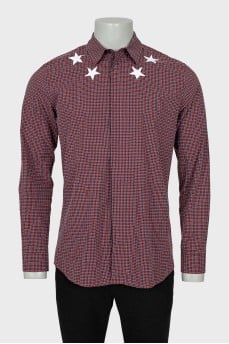 Men's straight cut checkered shirt