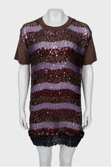 Straight dress with sequins