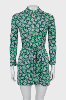 Green long lleeve mini dress