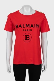 Red T-shirt with velour print