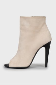 Suede ankle boots with stacked heels