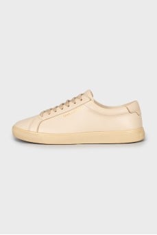 Beige leather sneakers
