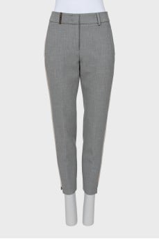 Tapered grey trousers with stripes