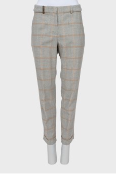 Skinny trousers in a check print
