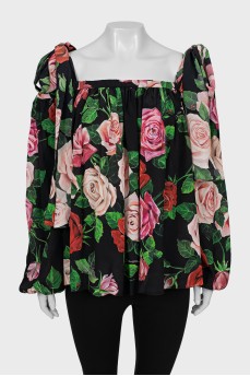 Silk off shoulder blouse