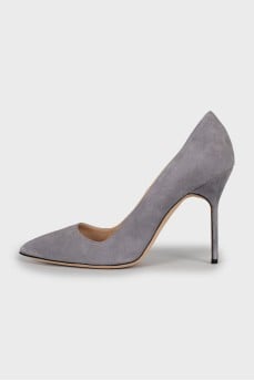 Grey suede pumps