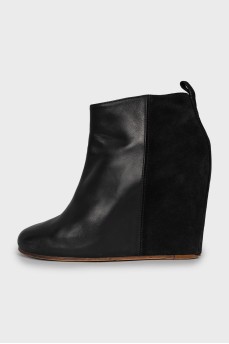 Black leather and suede ankle boots