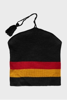 Black striped hat with tag