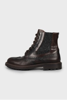 Men's leather boots with perforation