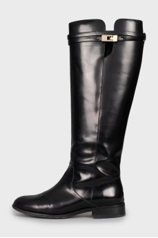 High black leather boots