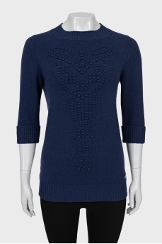 Cashmere sweater with relief pattern