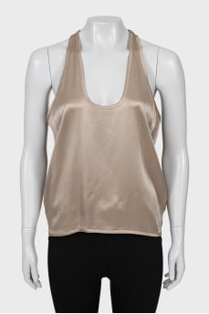 Brown tank top with a deep neckline
