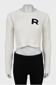 Cropped sweater with logo