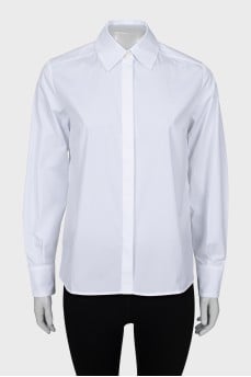 Straight white button-down shirt