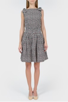 Dress with belt in rhombus print