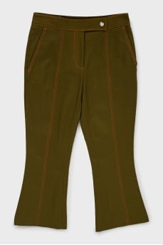 Flared trousers with contrast stitching