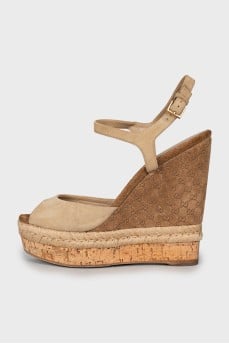 High wedge suede sandals
