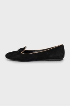 Black suede ballet flats