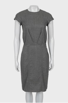 Gray wool dress with short sleeves