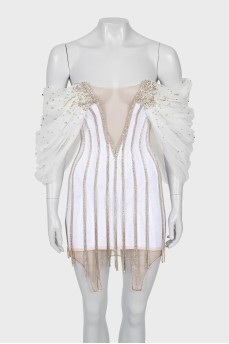Corset mini dress with rhinestones
