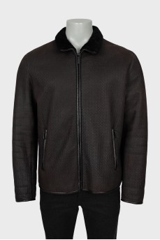 Men's leather and fur jacket