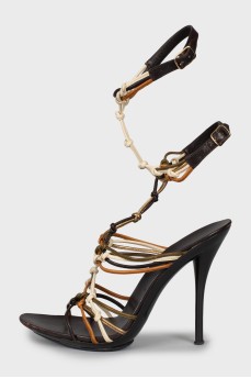 Leather stiletto sandals