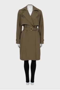 Fitted khaki trench coat