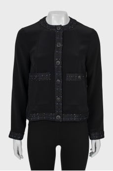 Black jacket with tweed inserts