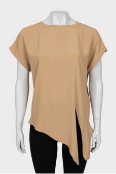 Brown asymmetrical t-shirt