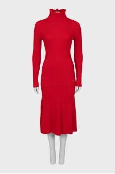 Red wool suit