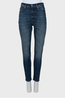 Mid Waist Blue Jeans