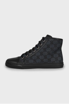 Textile sneakers with leather toe