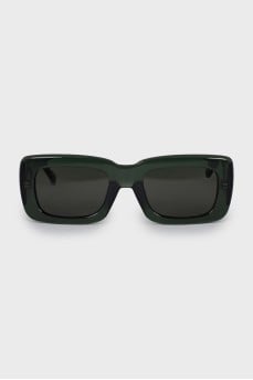 Green sunglasses with logo